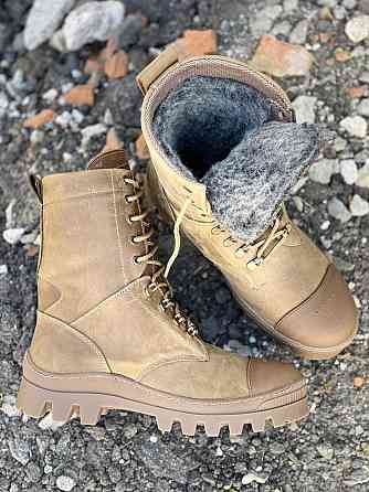 Тактичні водонепронекні зимові берці до -20 на хутрі військові теплі шкіряні берці WAR Львів