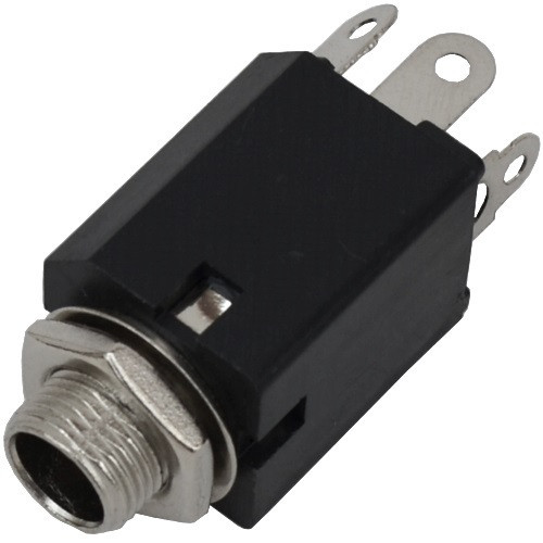 Гнездо 6,3мм моно корпус пластик, монтажное, квадратное, с отключением Полтава - фото 1