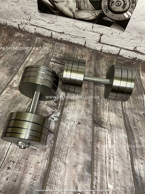 Гантели наборные 2 по 26 кг + Переходник для штанги Гантели, гири, штанги и диски металлические без покрытия Киев - изображение 9