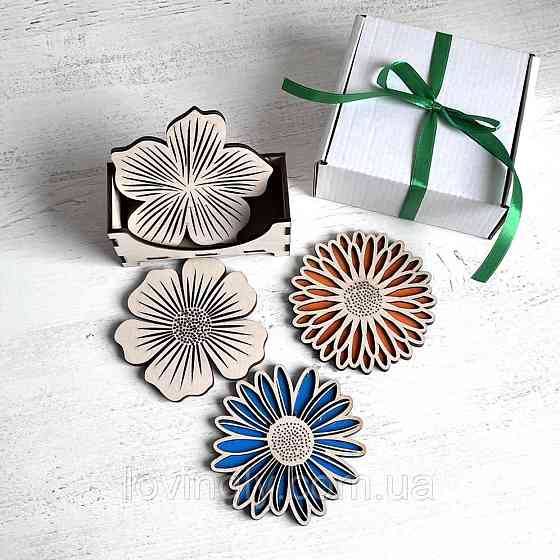 Комплект  підставок під чашки в органайзері   "Квіти". Ірпінь