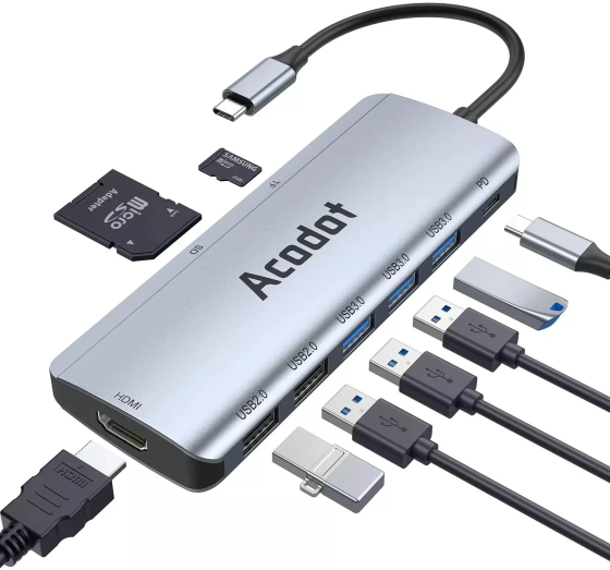 Концентратор 9 в 1 Acodot USB-C Hub 4K Луцк