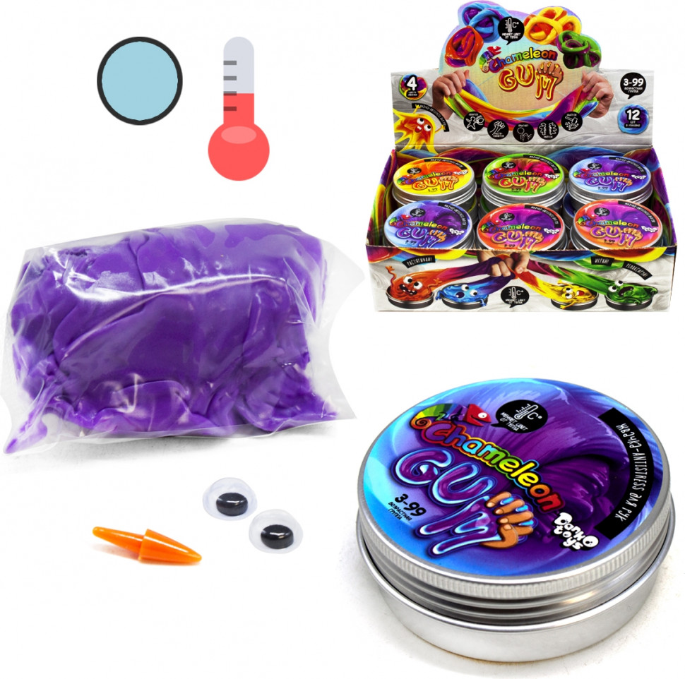 Жуйка для рук "Chameleon Gum" GUM-01-01UС в металевій коробочці Фіолетово-блакитний Вінниця - фото 1