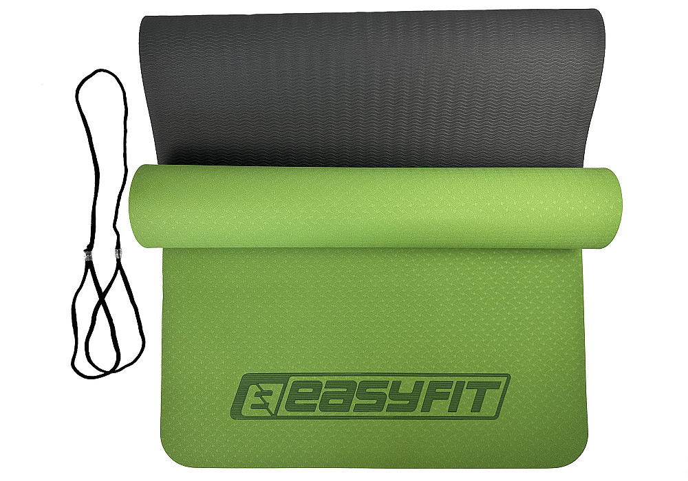 EasyFit Килимок для йоги та фітнесу EasyFit TPE+TC 6мм двошаровий зелений-чорний Коломыя - изображение 6