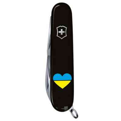 Ніж Victorinox Huntsman Ukraine 91 мм Чорний Серце синьо-жовте (1.3713.3_T1090u) Вінниця