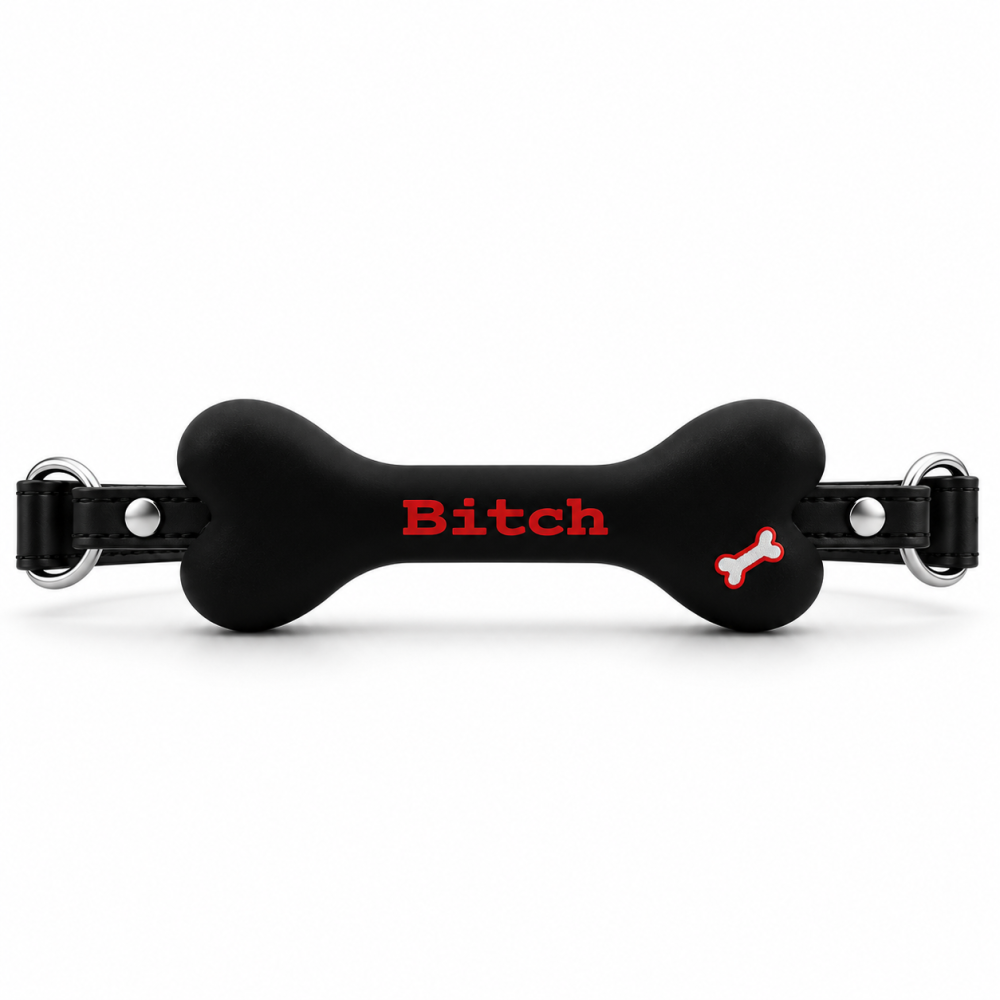 Кляп в виде кости DS Fetish с надписью «Bitch», черный Sex Aura Киев - изображение 2