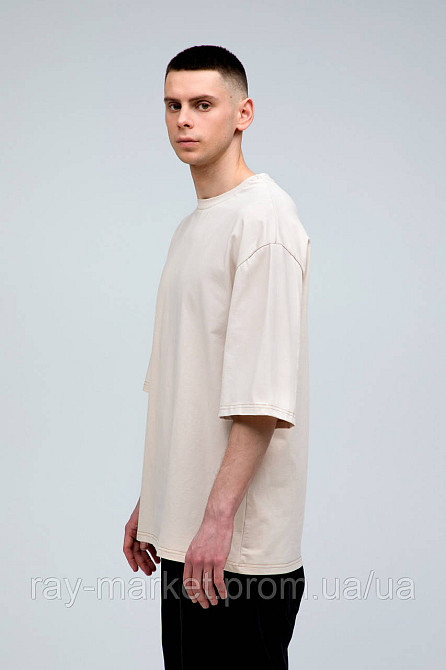 Футболка оверсайз RAY OVERSIZE чоловіча бежева (U0104M-Cream) Київ - фото 2