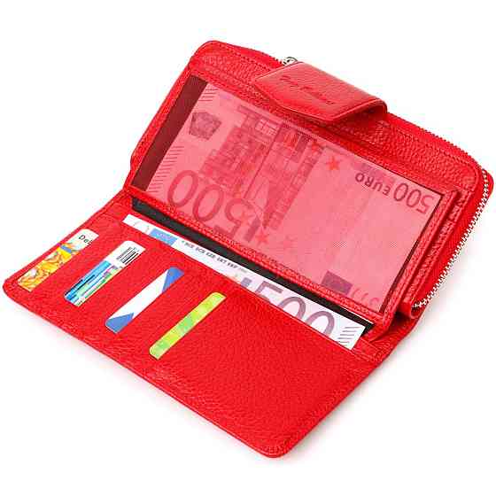 Вместительный женский кошелек с блоком для карт и документов из натуральной кожи Tony Bellucci 21956 Красный Киев