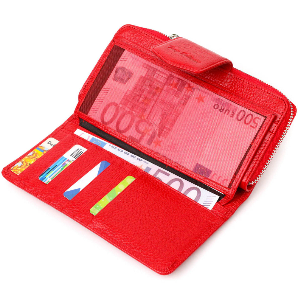 Вместительный женский кошелек с блоком для карт и документов из натуральной кожи Tony Bellucci 21956 Красный Киев - изображение 4