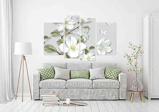 Модульна картина у спальню, вітальню Абстракція Квіти Art-613_4 90x132 см Київ