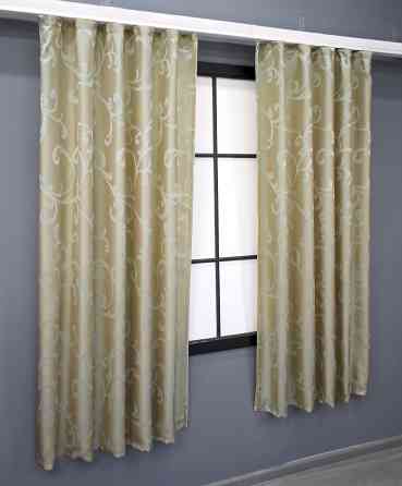 Комплект коротких штор VR-Textil Жаккард Allure № 1614ш Бежевый 130х170 см 2 шт (35-0272) Киев