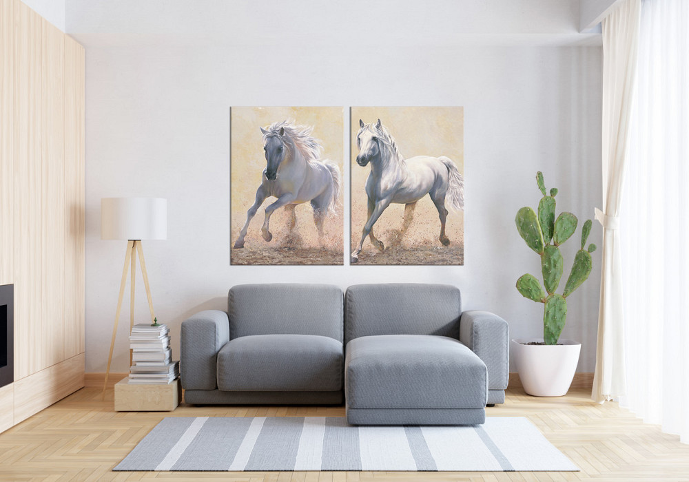 Модульная картина в гостиную / спальню  Пара Коней TLV-2_051 90x132  см Киев - изображение 3