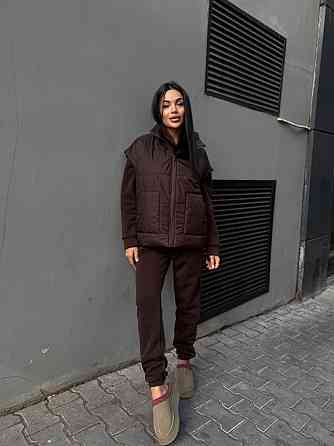 Женский теплый костюм тройка (жилетка+штаны+худи) Одесса