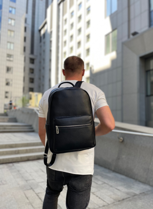 Чоловічий шкіряний рюкзак для ноутбука Tiding Bag чорний Київ - фото 8