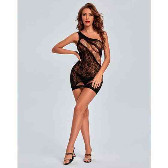Сексуальное мини-платье через плече - Чёрный - XS/S/M – Эротическое бельё Винница