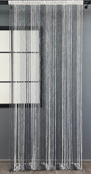 Шторы-нити спираль с люрексом Графитовый с бело-серым 300х300см 1 шт (61-055) Киев - изображение 3