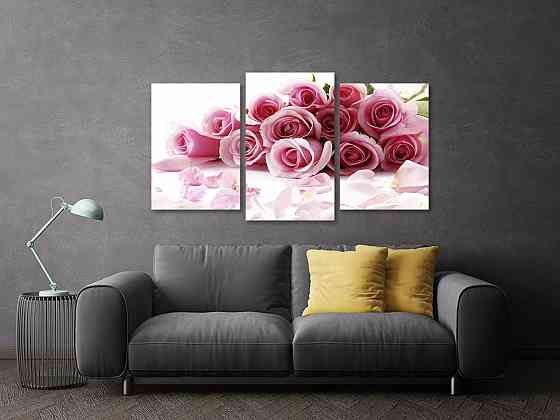 Модульна картина у вітальню/ спальню Букет Троянд  Art-590_3 70x130 см Київ