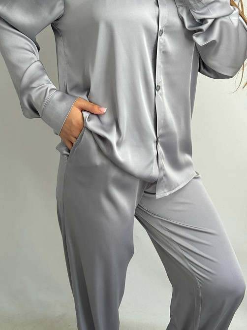 Жіночий шовковий костюм із штанами Сірий XL/2XL Харків - фото 3