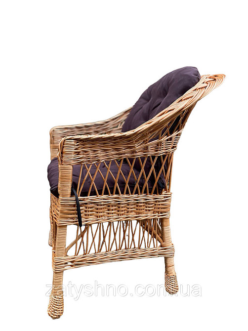 Кресло из лозы плетеное с коричневой подушкой Киев - изображение 2