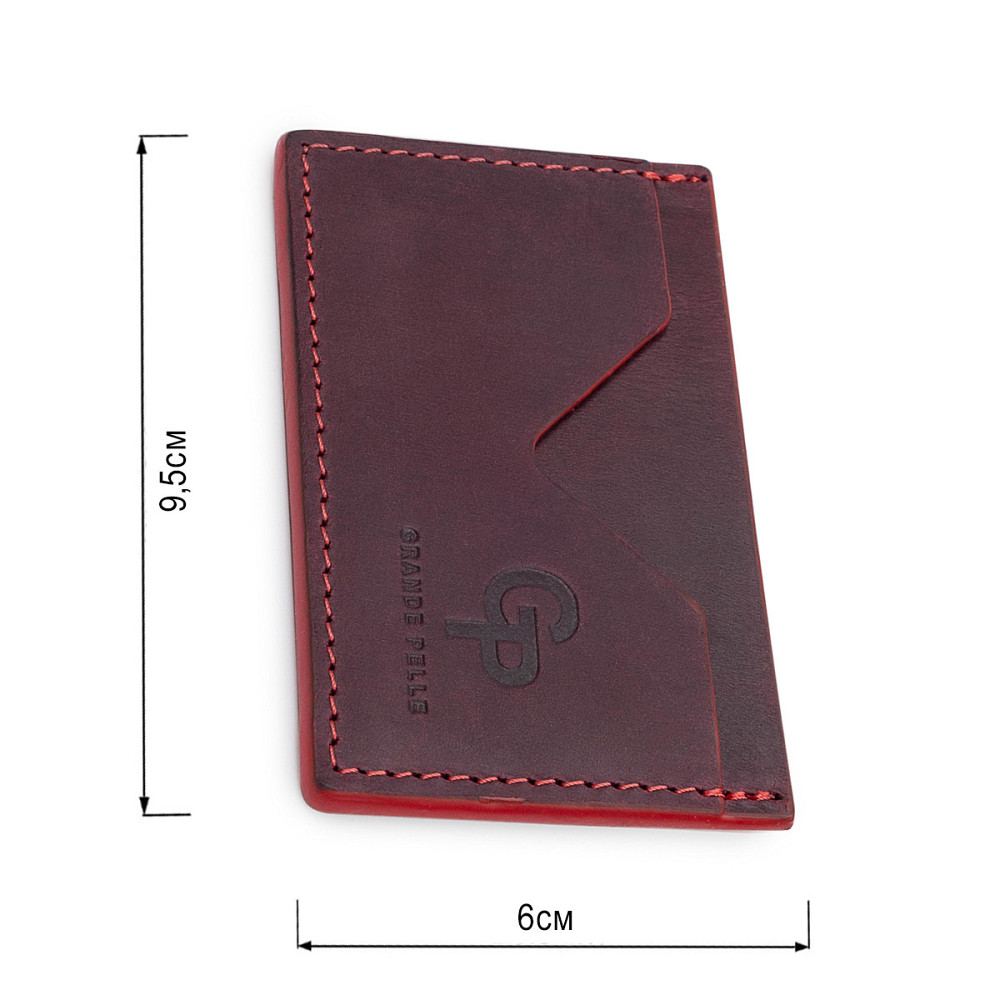 Шкіряний жіночий картхолдер GRANDE PELLE 11527 Бордовий Київ - фото 8