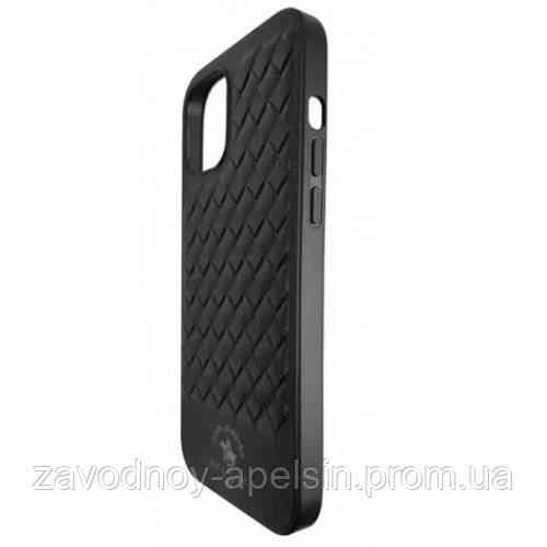 Iphone 15 Pro Max Шкіряний чохол Плетенка Polo (чорний) Одеса