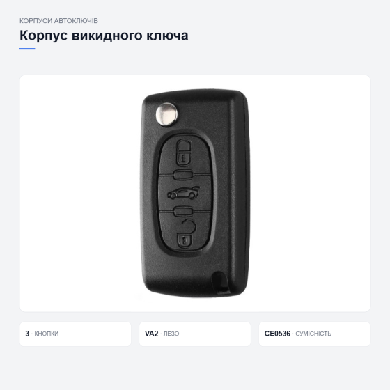 Корпус викидного ключа Peugeot Київ