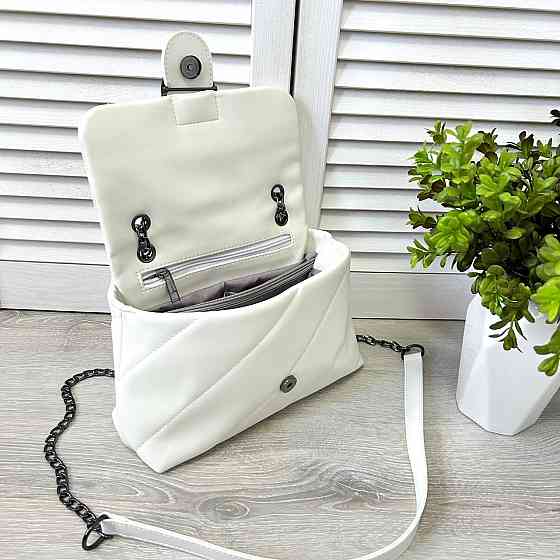 Брендовая женская сумка. Женская белая сумка маленькая через плечо. 873 Киев