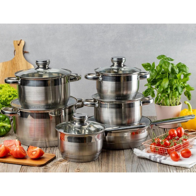 Каструлі з прозорими кришками, Каструлі з нержавіючої сталі, Набір каструль хорошої якості NQ-85 Івано-Франківськ - фото 2