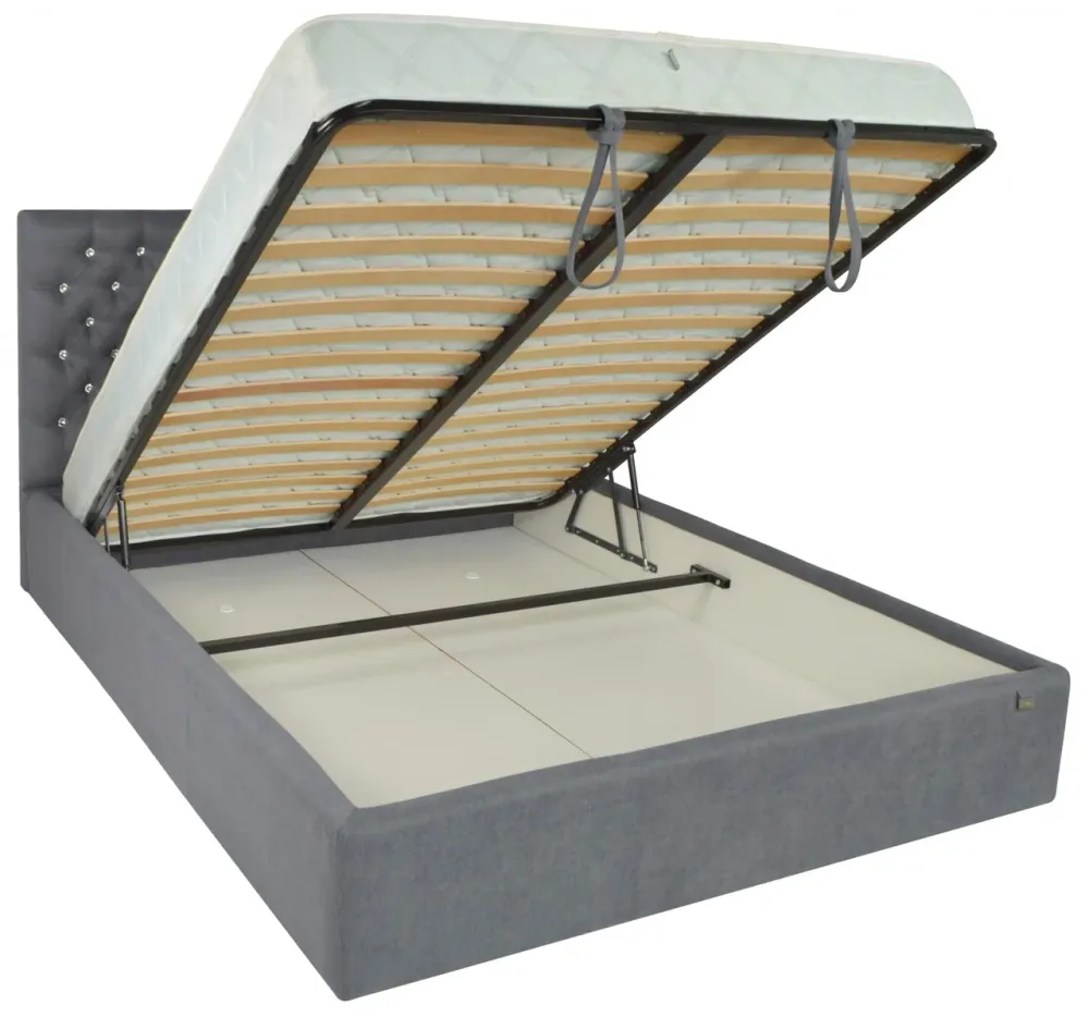 Ліжко Cambridge VIP 140 х 200 см Fibril 16 С1 З додатковою металевою цільнозварною рамою Темно-сірий Київ - фото 4
