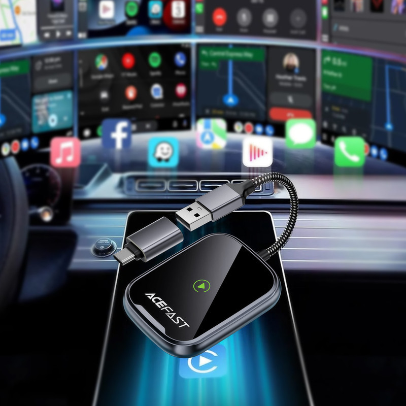 Адаптер ACEFAST QC1 CarPlay wireless adapter for car Metal Gray Одеса - фото 7