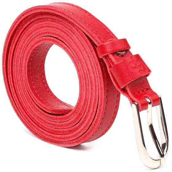 Узкий женский ремень из натуральной кожи Grande Pelle 21440 Красный Киев