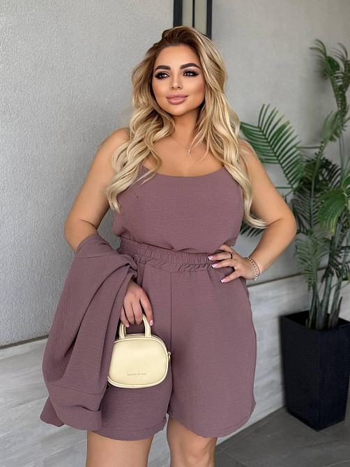 Женский базовый прогулочный летний костюм американский креп. Шоколад, 50/52 Одесса - изображение 4