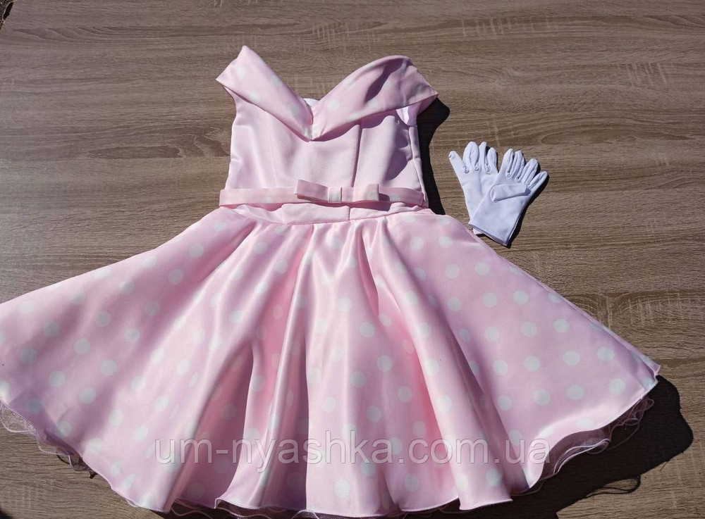 Детское платье желтое в черный горох в ретро стиле 