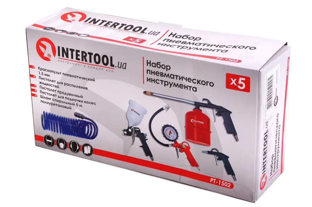 Набір почервоних пневмат. Intertool шланг поліуретан (5 ед.) Вінниця - фото 2