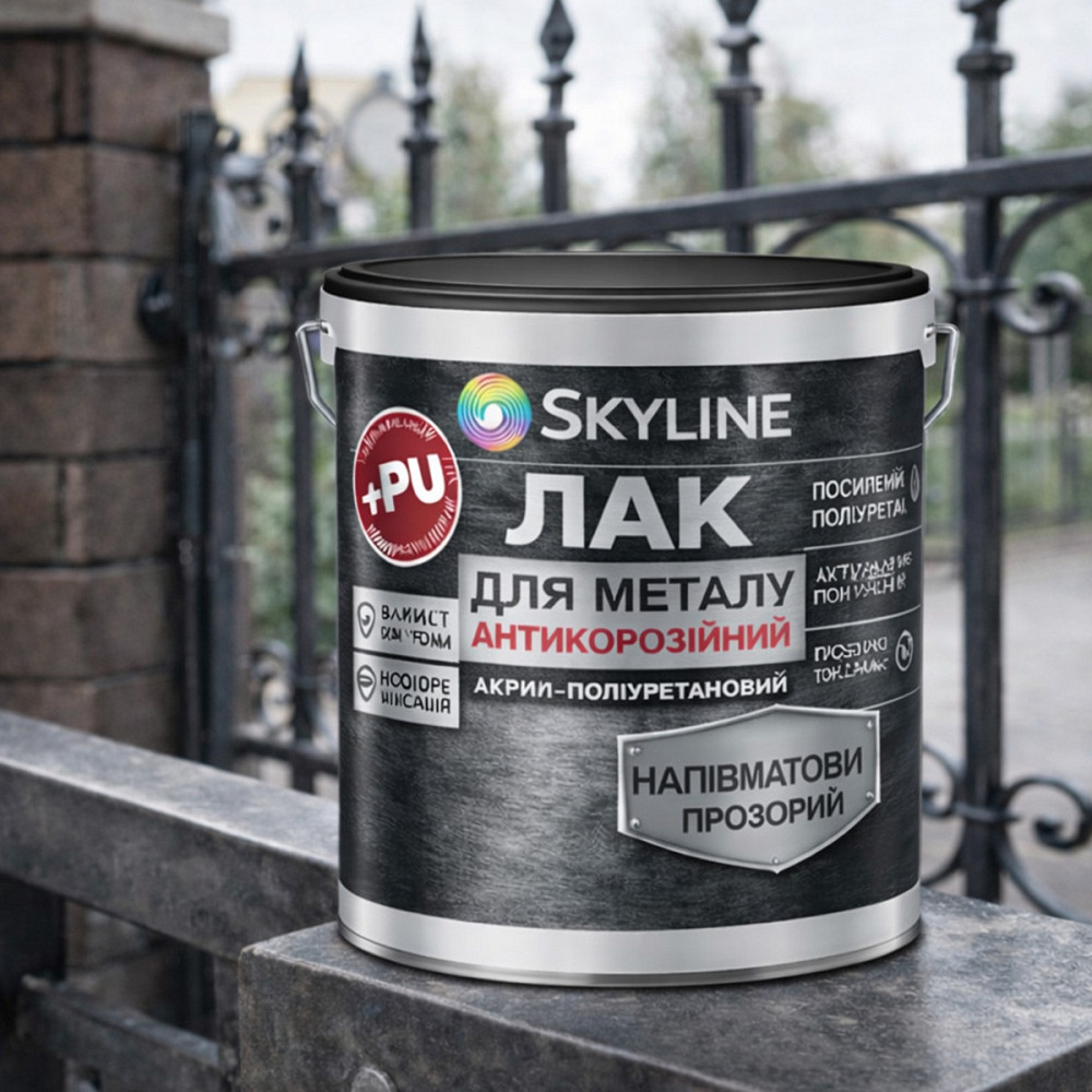 Лак для металу Skyline напівматовий прозорий акрил-поліуретановий антикорозійний без запаху 10 л Харків - фото 9