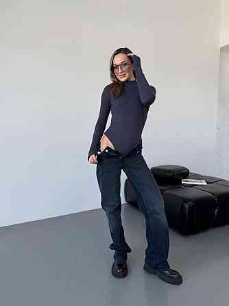 Женский стильный боди высококачественный турецкий рубчик-мустанг на флисе Графит, 46/48 Одесса