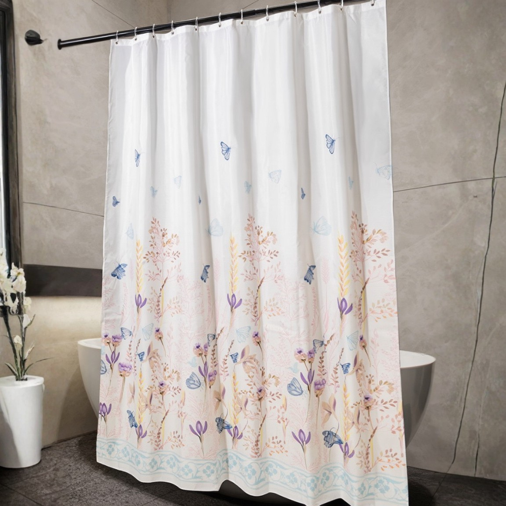 Шторка для ванної та душу з кільцями 180x180 см водостійка, шторка для ванної кімнати з гачками, колір білий Кам'янець-Подільський - фото 1