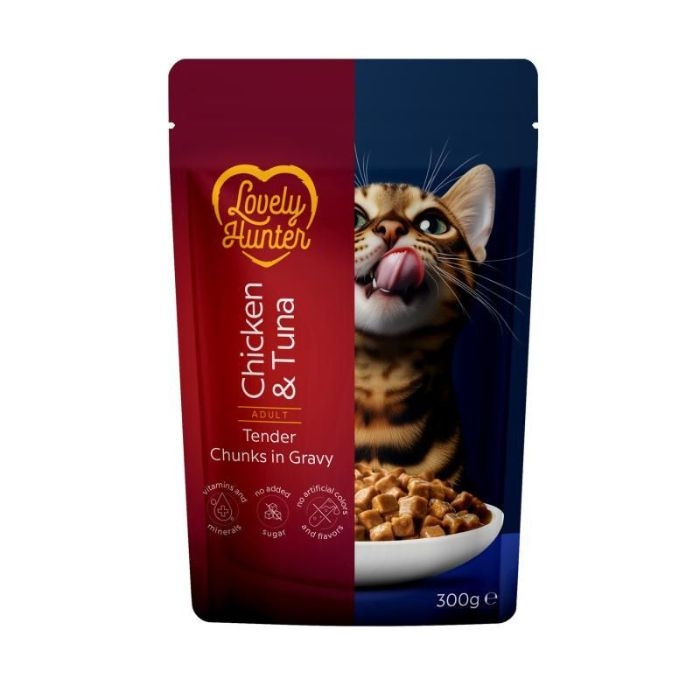 Lovely Hunter Adult Cats with Chicken and Tuna Вологий корм для дорослих котів з куркою і тунцем, 300 г Київ - фото 1