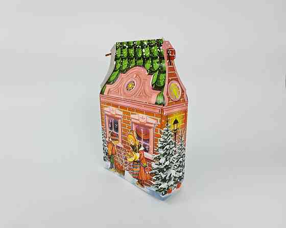 Святкове паковання для новорічних подарунків (700 грм) No239с "Новорічний будинок" (1 шт.) Харків