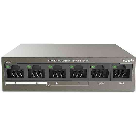 Комутатор Tenda TEF1106P-4-63W (4xFE PoE, 2xFE, 63 Вт) Ні Харків