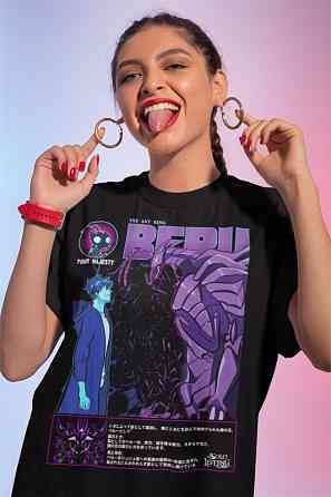 Футболка аниме Соло Левелинг Сунг Вс оверсайз (S/M/L) Черний AnimeJ0477 Днепр