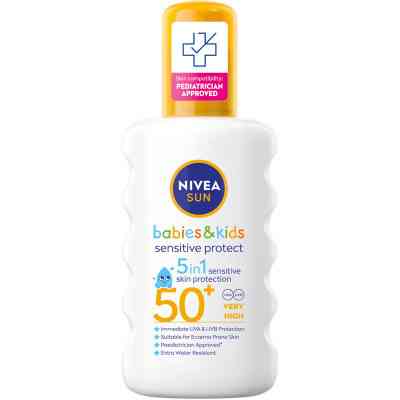 Средство от загара Nivea Sun Babies & Kids Детский солнцезащитный спрей Защита для чувствительной кожи SPF 50+ 200 мл (4005900592767/4005900600202 Винница
