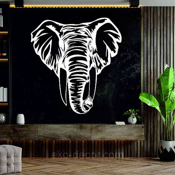 Декоративное настенное Панно «Слон», Декор на стену 70*66 см, Белый Киев