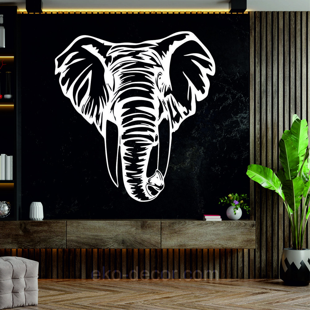 Декоративне настінне Панно «Слон», Декор на стіну 70*66 см, Білий Київ - фото 3