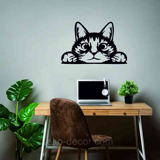 Декоративное настенное 3D Панно «Кот» Декор на стену с объемом (цена за 1 шт) 110*70 см, Черный Киев