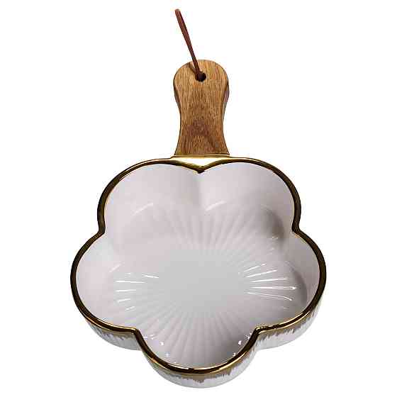 Глибока фарфоровая тарілка з ручкою "Цветок" 24 см Київ