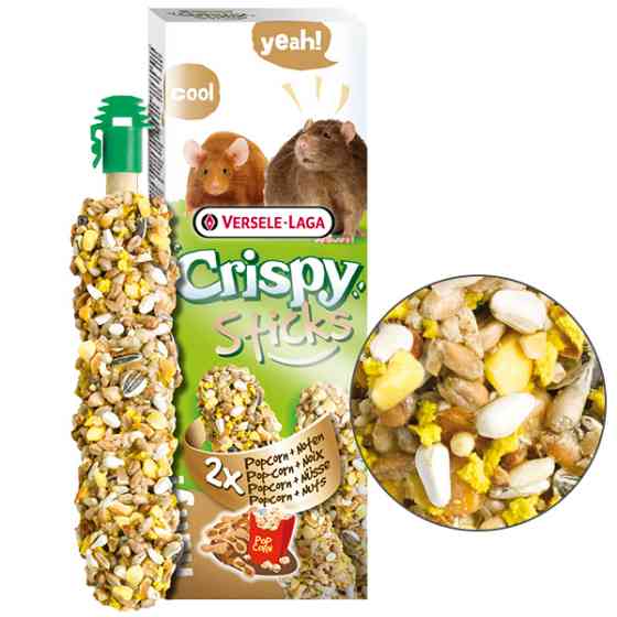 Versele-Laga Crispy Sticks Popcorn&Nuts ВЕРСЕЛЕ-ЛАГА КРИСПИ ПОПКОРН С ОРЕХАМИ лакомство для крыс, мышей 2х55г Киев