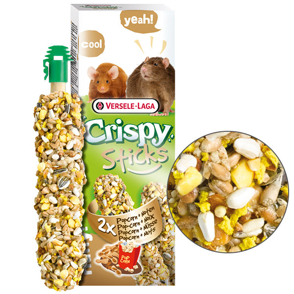 Versele-Laga Crispy Sticks Popcorn&Nuts ВЕРСЕЛЕ-ЛАГА КРИСПИ ПОПКОРН С ОРЕХАМИ лакомство для крыс, мышей 2х55г Киев - изображение 1