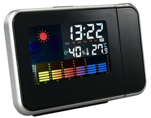 Настільний годинник - метеостанція з проектором часу, термометр, гігрометр Чорний Color Screen 8190 Одеса - фото 5