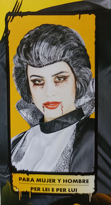 Перука на Хелловін чорне волосся з сивими пасмами оne size Київ - фото 2