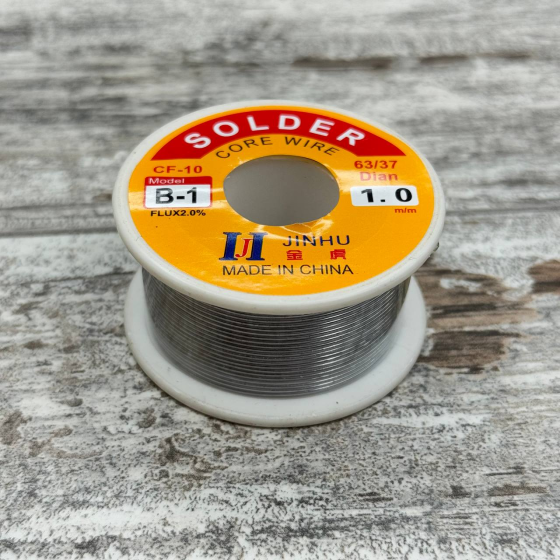 Припій ПОС 63 з флюсом 1мм, котушка 100г, JINHU, для пайки електроніки Київ
